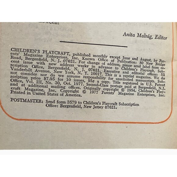 Vintage Oct0ber 1977 Childrens Playcraft Magazine - Picture 8 of 15